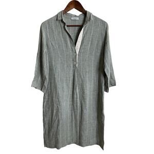 Rosso35 Genova 100% Linen Striped Tunic Dress Womans 42/ US 6 NWOT